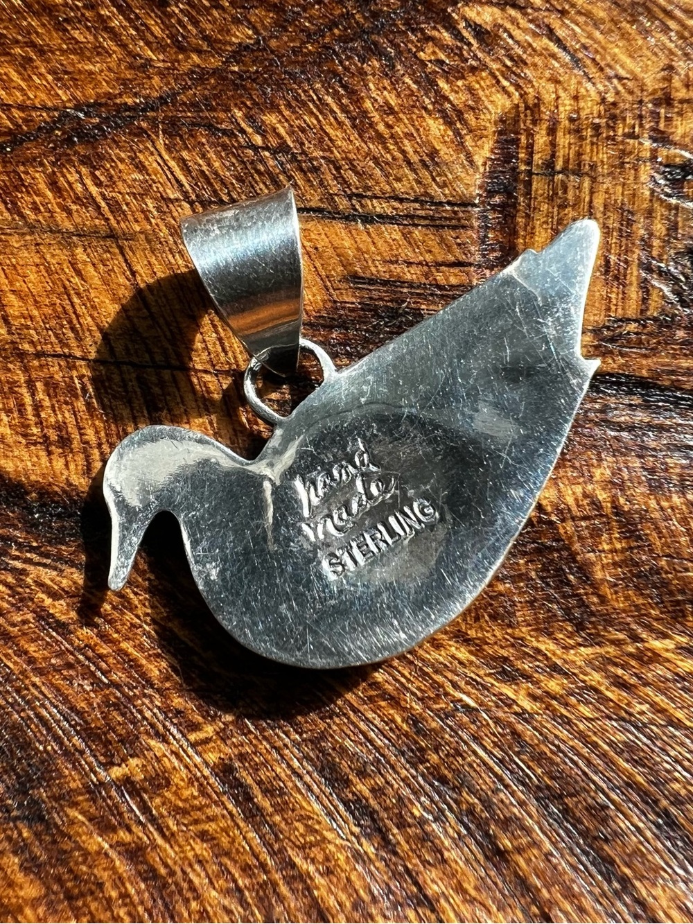 Sterling Silver Kingman Turquoise Duck Pendant - Picture 5 of 10